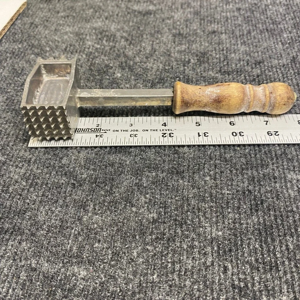 Vintage Irvinware Meat Tenderizer Mallet Aluminum Dual Sided Wood Handle Taiwan